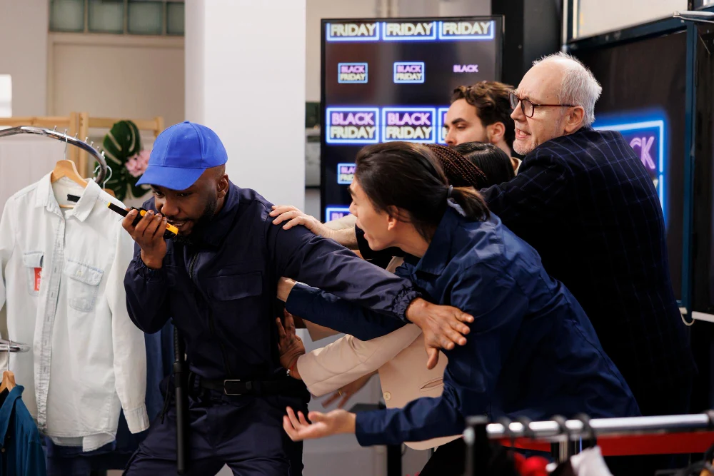 TSA officers managing work-related injury situation at airport